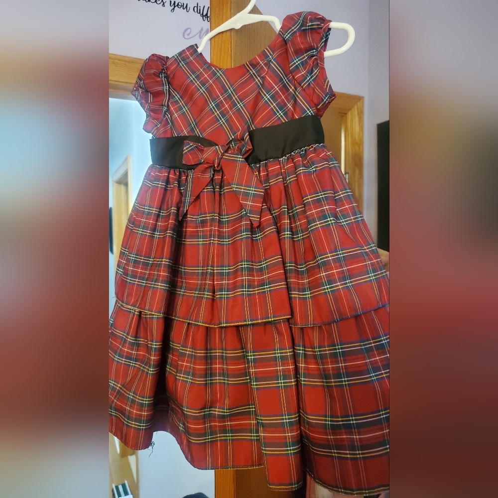 Toddler Cherokee Red Plaid Dress with Button Detail / Christmas Dress - 24M